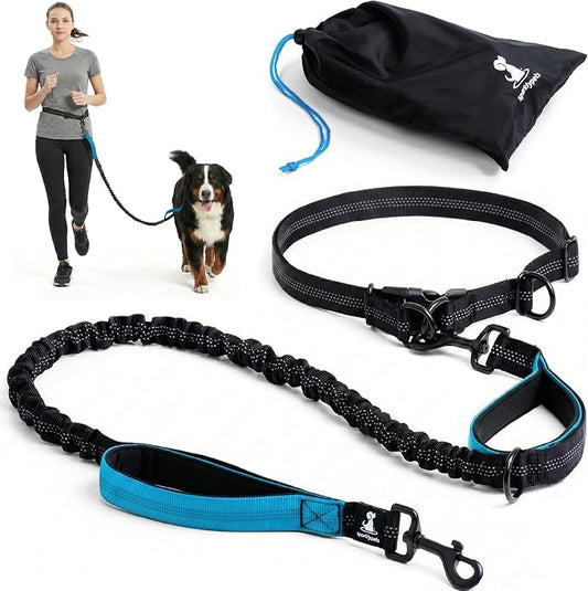 SparklyPets - Hands Free Dog Leash with Reflective Stitches - Waist Leash for Dog Walking, Hiking, Training, Jogging, Canicross, Running - for Medium & Large Breeds by SparklyPets
