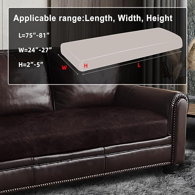 ANARACHON Leather Look Couch Cushion Covers Sofa Seat Slipcovers Sets Couches Furniture Protector for Sectional Armchair Loveseat Pets Kids Stretch Spandex Fabric (1 Cushion XL Sofa, Chocolate) - Image 3