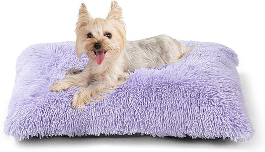 EHEYCIGA Fluffy Dog Crate Bed for Small Dogs, Plush Crate Pad, Purple | Calming Anti Anxiety Small Dog Bed, Washable Soft Warm Faux Fur Crate Mat with Non-Slip Bottom by EHEYCIGA