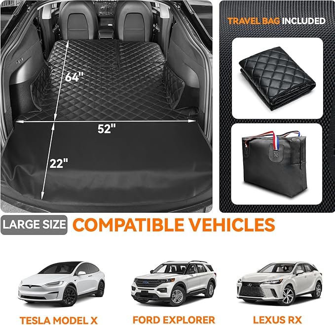 Heavy-Duty Leather SUV Cargo Liner for Fold Down Split Seats, Armrest Pass-Through Compatible, Pet-Friendly, Ideal for Dogs - Image 5