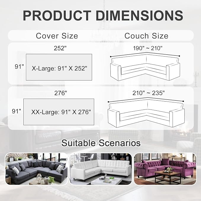 1OO% Waterproof Sectional Couch Covers for Dogs L Shaped Corner Sofa Cover Washable Chenille Sofa Slipcovers Blanket Modern Jacquard Pet Furniture Protector (91"x276", Beige Flower) - Image 3