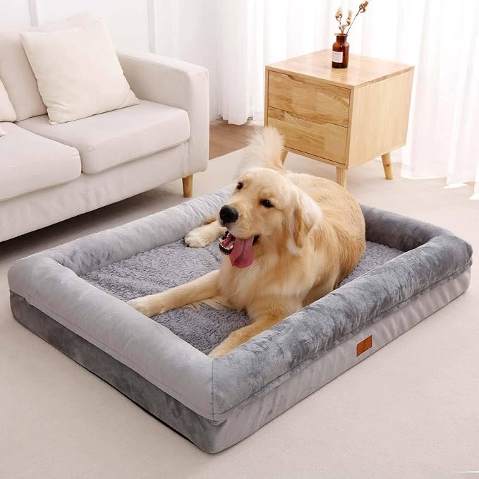 XL Orthopedic Waterprood Dog Bed for Extra Large Size Dogs | 360 Degree Bolster Support, Egg Crate Foam, Waterproof Liner, Non-Slip Bottom, Machine Washable Cover, 45 x 35 Inch - Image 8