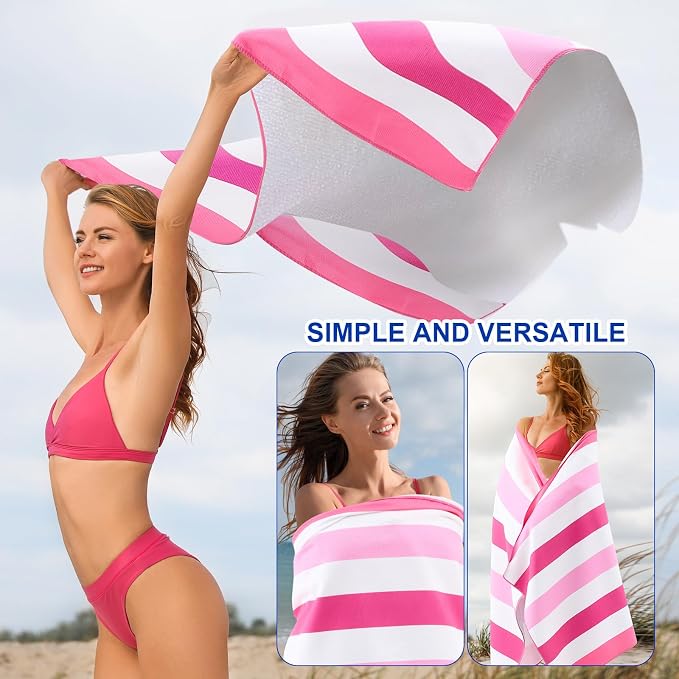 EBOOT 10 Pack Oversized Beach Towel Set Extra Large Pool Towels Microfiber Quick Dry Swim Blanket for Adult Women Men Face Hand Body Bath Travel Pool(Rainbow Color,28 x 59 Inch,Color Stripe) - Image 7