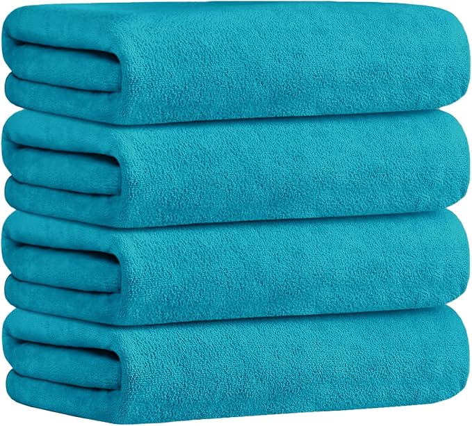 JML Microfiber Bath Towels, 4 Pack, 30" x 60", Teal | Soft, Absorbent, Quick Drying, Lint-Free, Fade Resistant, Use for Salon, Hair Wrap, Fitness, Sport, Yoga - Image 2