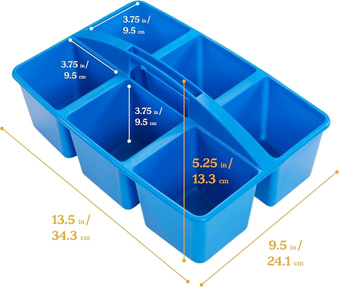 ECR4Kids 6-Compartment Large Plastic Caddy, Multipurpose Organization, Primary, 6-Pack - Image 2