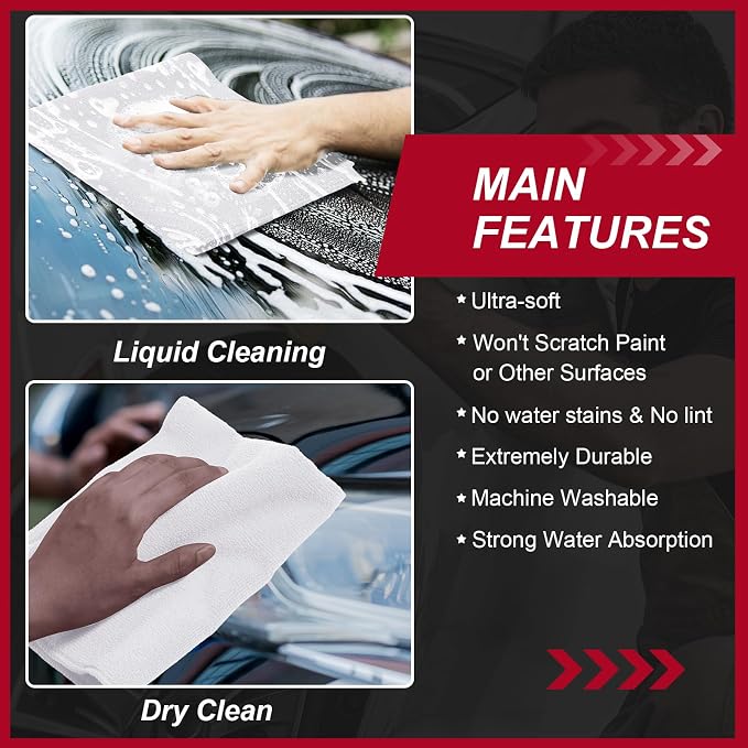 Oudain 200 Pcs Microfiber Cleaning Cloth 16x16 Inch Microfiber Towels for Car Ultra Absorbent Cleaning Rags Reusable Lint Free Streak Free Detailing Towel for Car Washing Drying Dusting (White) - Image 5