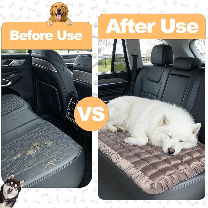 Dog Car Seat Cover for Back Seat,Pink Flannel Pet Bed Mat, Non-Slip Waterproof Bottom, Washable Dog Bed & Seat Protector for Cars SUVs Trucks, Fits Backseat Extenders, 59.1 x 23 Inches - Image 4