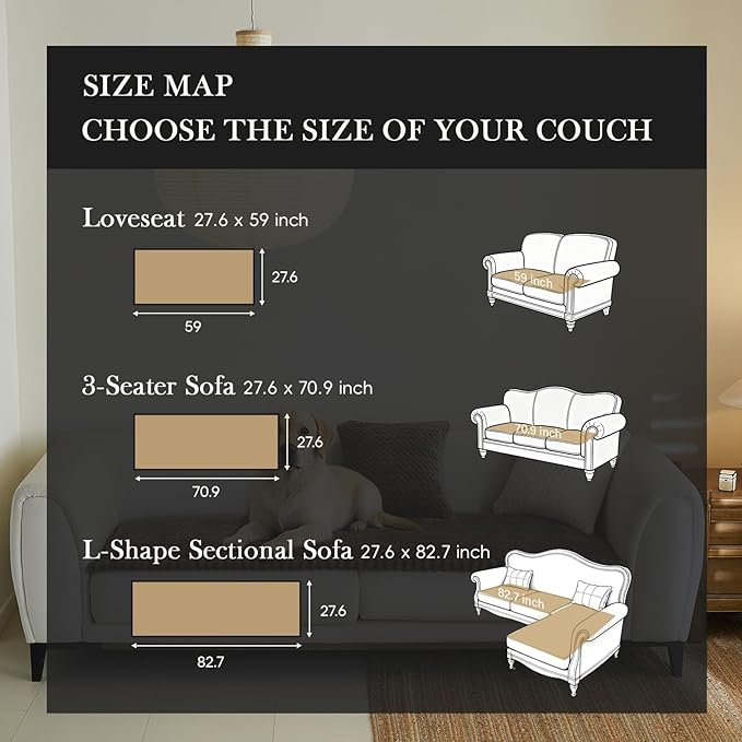 Couch Covers for Dogs, Dog Sofa Covers Washable, Dark Brown Non Slip Pet Couch Protector Blanket for 3 Cushion and Sectional Sofas - Image 2