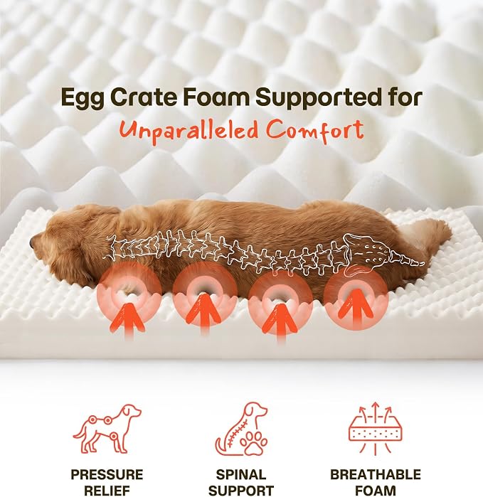 Orthopedic Cooling Dog Beds for Large Dogs & Cats, Waterproof Dog Crate Bed Dual Surface Removable Washable Covers, 36 x 27 Inch Pet Bed with Egg Crate Foam - Image 4