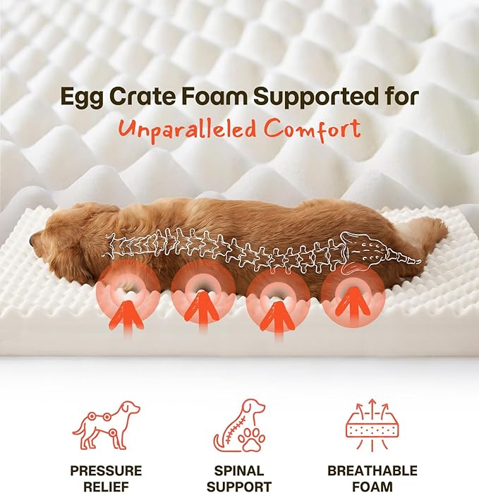 Orthopedic Cooling Dog Bed for Crate, Extra Large Cooling Mat for Dogs, Waterproof Dog Bed with Dual Surface Removable Washable Covers, 41 x 27 Inch Pet Bed with Egg Crate Foam - Image 4