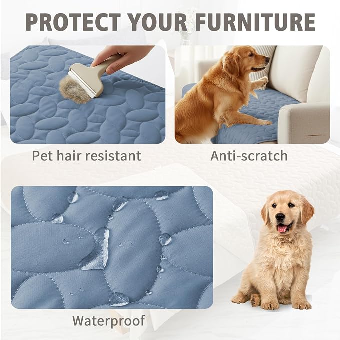 Ameritex Pet Bed Cover Dog Bed Blanket for Sofa and Furniture Waterproof New Pattern Design (52x82 Inch, Light Blue) - Image 2