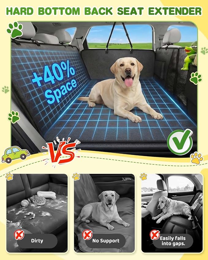 Dog Car Seat Cover, 600D Heavy Dute Car Seat Cover for Dogs Pets,100% Waterproof Anti-Scratch Nonslip Dog Hammock for Cars, Seat Covers Protector with SeatBelt for Sedan SUV Truck XLPRO Hard LEA-Dark - Image 2