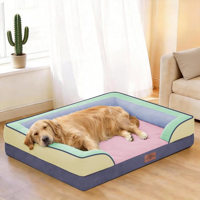 Comfort Expression Orthopedic Dog Bed for Extra Large Dogs with Bolster | Waterproof Dog Couch Bed with Washable Cover & Non-Slip Bottom, Supportive Egg Crate Foam XL Pet Bed, 45x35 Inch - Image 2