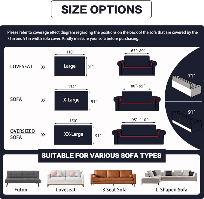 DREAMINGO Sofa Covers Washable Thick Chenille Couch Cover for 3 Cushion Couch Sofa Multi-Use Couch Cover Blanket Modern Pet Furniture Protector Sectional Couch Slipcover 91"x150", Navy Blue - Image 2