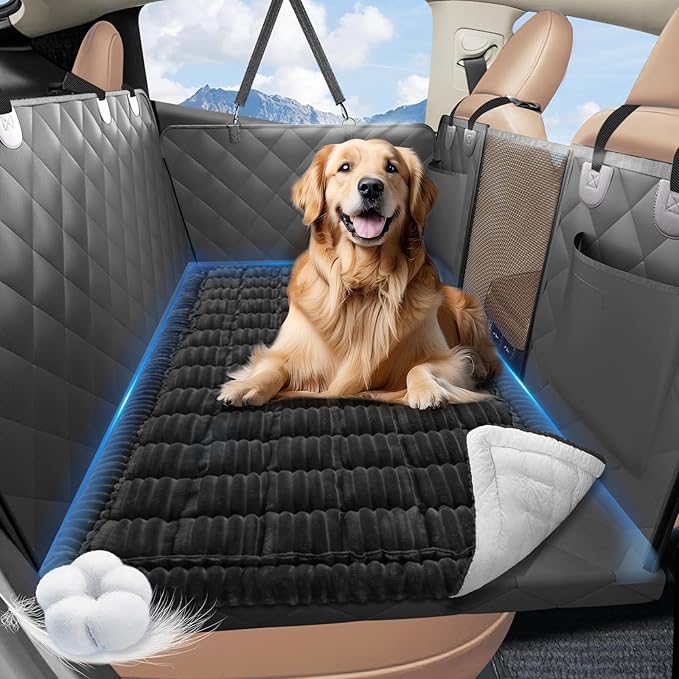 Dog Bed for Car Back Seat, Non-Slip Backseat Pet Mat Standard, 51''X23.5'' | Soft Blanket for Travel, Plaid Flannel, Quilted PP Cotton Filling, Non-Slip Backing, Machine Washable, Fit Backseat Extenders by ROUWINNE