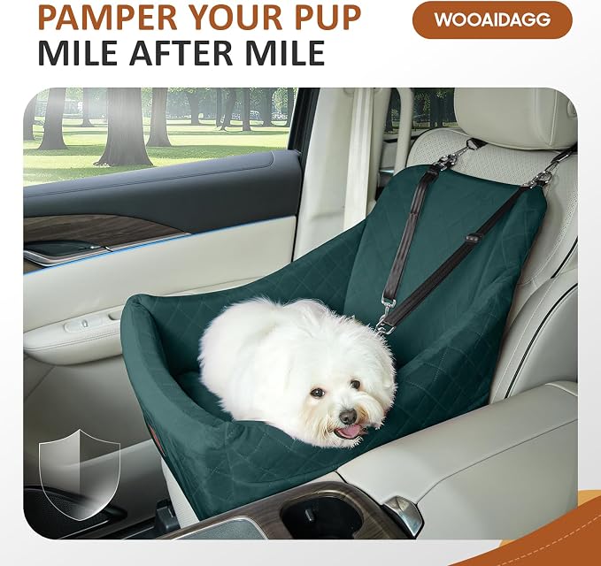 WOOAIDAGG Dog Car Seat for Medium Dogs, Pet Travel Bed with Seat Belt Channel, Fully Detachable and Washable, 3 Straps Easy to Install (Green) - Image 4