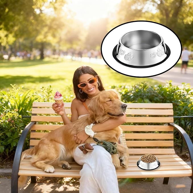 10 Pcs Stainless Steel Dog Bowl Pet Feeding Bowl with Rubber Base Non-Slip Pet Dishes Metal Dog Bowls Pet Food and Water Bowls for Small Medium Animals Kitten Rabbit (10.1 oz) - Image 5
