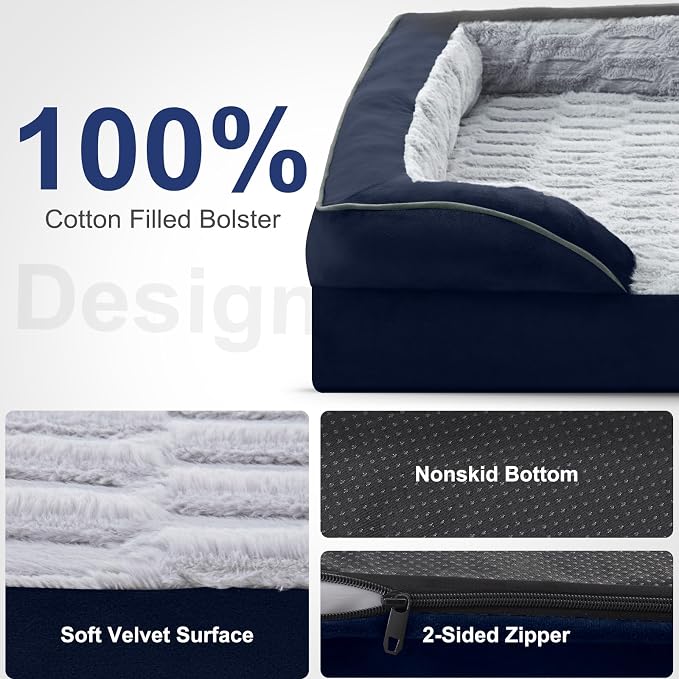 FURTIME Orthopedic Large Dog Bed, XL Waterproof Dog Beds, 42x35x6.5 Supportive Foam Pet Couch Bed with Removable Washable Cover and Nonskid Bottom - Image 4