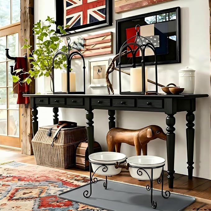 Elevated Dog Bowl Stand with 3 Large Ceramic Bowls – Raised Feeding Station for Medium & Large Dogs, Includes 2 Standard Bowls + 1 Slow Feeder, Durable Iron Frame, Non-Slip (White) - Image 8