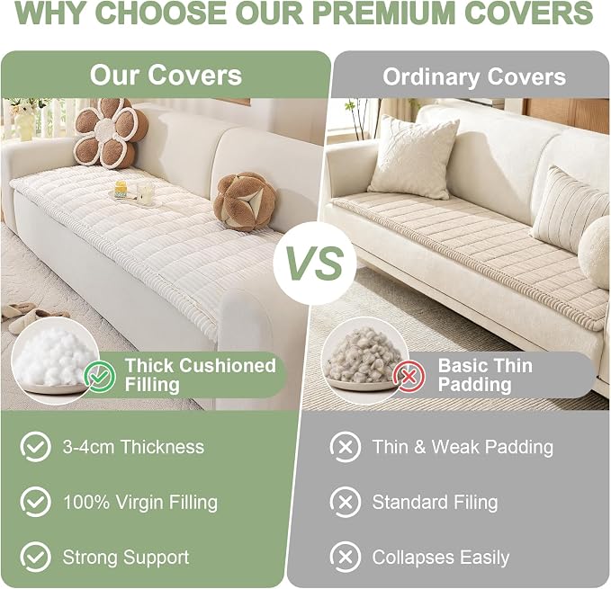 OstepDecor Couch Cover for Dogs, Washable Non Slip Sofa Cover for Pets, Soft Couch Covers for Sofa, Loveseat and Sectional, Furniture Protector Against Pet Hair & Scratches (35.4" x 35.4", White) - Image 7