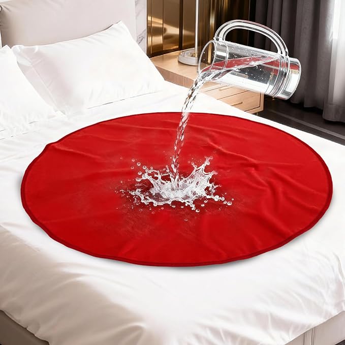 Waterproof Blanket for Bed, Portable Waterproof & Stain-Resistant | Throw with Storage Bag, Washable Bed and Sofa Protector Mat, Travel Friendly, Presents Gifts for Women, Red, 47.2''x47.2'' by Unknown