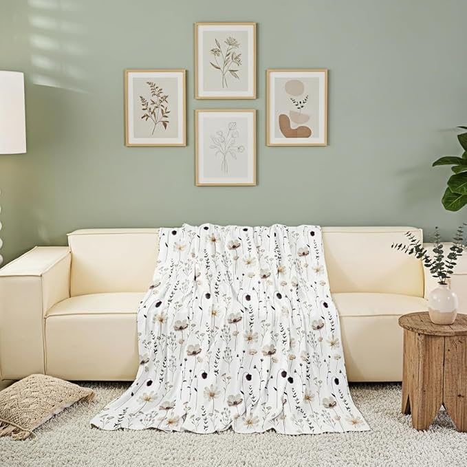 Erosebridal Watercolor Floral Couch Cover Brown Beige Flower Sofa Cover Modern Minimalist White Couch Protector 71" X 118" Rustic Farmhouse Washable Non Slip Sofa Protector for Couches and Sofas - Image 6
