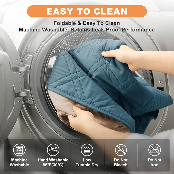 100% Waterproof Dog Bed Cover Pet Blanket 52"x82", 7-Layer Reversible Washable Bed Mat for Furniture Couch Sofa Car (Gray Blue+Apricot) - Image 7