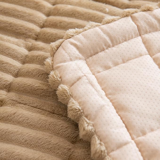 vctops Striped Couch Cover Super Soft Corduroy Sectional Sofa Cover Washable Non Slip Sofa Slipcover Furniture Protector for Kid Dog Pet,1 Piece (Coffee,31"x47") - Image 7