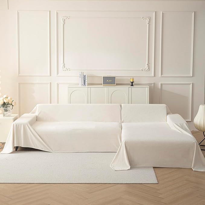 MYSKY HOME White Couch Cover Couch Covers for 3 Cushion Couch Sofa Pet Friendly Sectional Couch Covers L Shape Dog Couch Cover Protector for Sectional Sofa Covers Couch Protector, 71" x 150" - Image 7