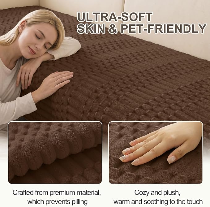 Smiry Waterproof Couch Covers for Dogs Washable, Non Slip Pet Sofa Cover | Plush Scratch Resistant Flannel Furniture Protector for Dogs, Chocolate, 36" x 82.7" - Image 5