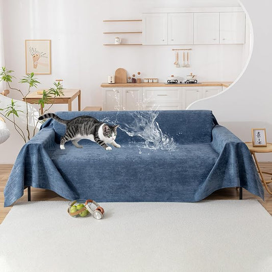 VClife Waterproof Dog Couch Cover Anti Slip Blue Sofa Cover, Durable Anti Pet Scratch Couch Covers for 2 Cushion Couch Sofa Washable Thick Sofa Slipcover Furniture Protector 71"X118" by VCLIFE