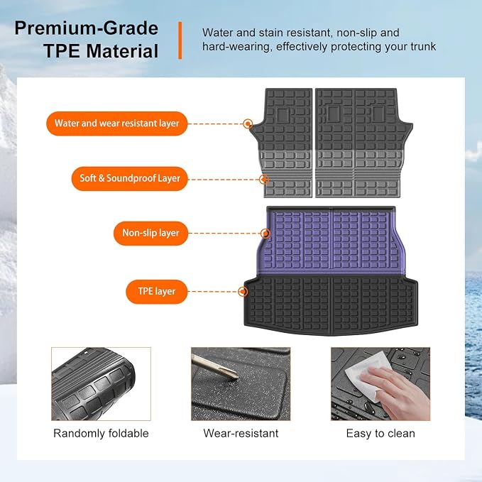 powoq Cargo Mat Compatible with 2019-2025 Toyota RAV4 Backrest Mat Cargo Liner Trunk Mat Back Seat Protector Replacement for 2019-2024 2025 Toyota RAV4 Accessories (Trunk Mat+Backrest Mats) - Image 5