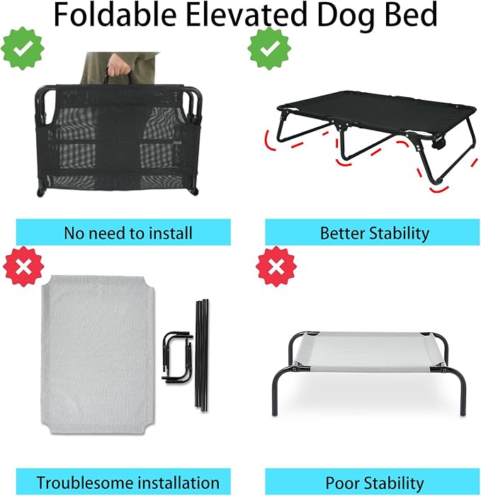 Elevated Cooling Dog Cot Pet Bed with Breathable Mesh Folding No Assembly Indoor/Outdoor Pet Hammock Bed Raised Dog Cots Beds Multiple Sizes for Small Meduim Large Dogs - Image 3