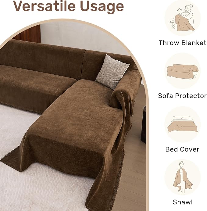 2 Pieces Sectional Couch Covers L Shaped Cover XXXL Coffee | Thick Washable Fabric for L Shaped Sectional Sofa, Anti-Pet Hair, Stain & Wear Resistant, Easy Care & Installation - Image 6