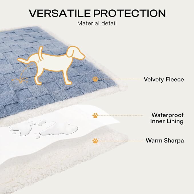 Luciphia Waterproof Dog Blanket, Reversible Fleece & Sherpa, Couch Cover | Soft plush fluffy, washable, puppy, cat, dog bed, crate, car seat, sofa, throw, furniture protector,Blue,X-Large（85" x 57"） - Image 4