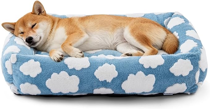 JOEJOY Large Dog Beds Large Sized Dog, Rectangle Washable Orthopedic Pet Bed with Removable Zipper Cover, Cute Soft Calming Puppy Pet Bed with Jacquard Shaggy Plush & Non Skid Bottom by JOEJOY