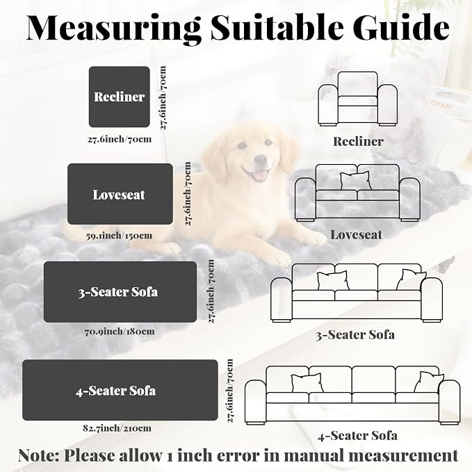 Non Slip Sofa Cover, Plush Pet Sofa Covers for Dogs Washable Couch Protector for Cushion, Warm Fuzzy Dog Pet Friendly Furniture Covers Protector Slipcovers for Sectional Couches and Sofas, 27.6"x70.9" - Image 2