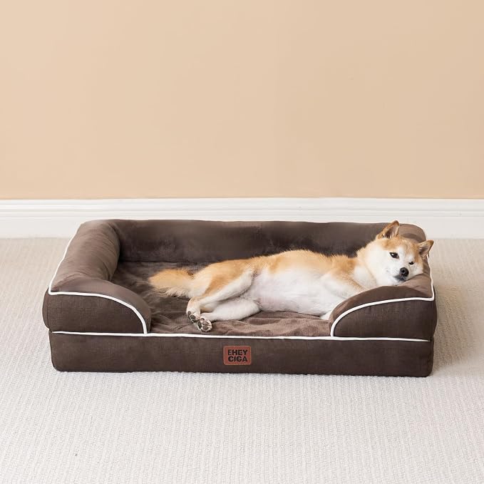 EHEYCIGA Orthopedic Dog Beds Large Sized Dog, Waterproof Washable Pet Bed | Non-Slip Bottom and Egg-Crate Memory Foam XL Dog Couch Bed with Washable Removable Cover, Brown, 41Inch - Image 9