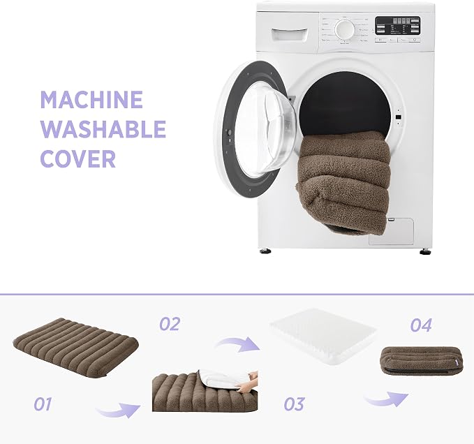 LE SURE Cute Orthopedic Dog Bed Large Sized Dog, Waterproof Chic Flat Pet Beds with Removable Washable Cover, Fuzzy Thick Egg Crate Foam Pet Mat for Indoor Use (36" x 27", Brown) - Image 5