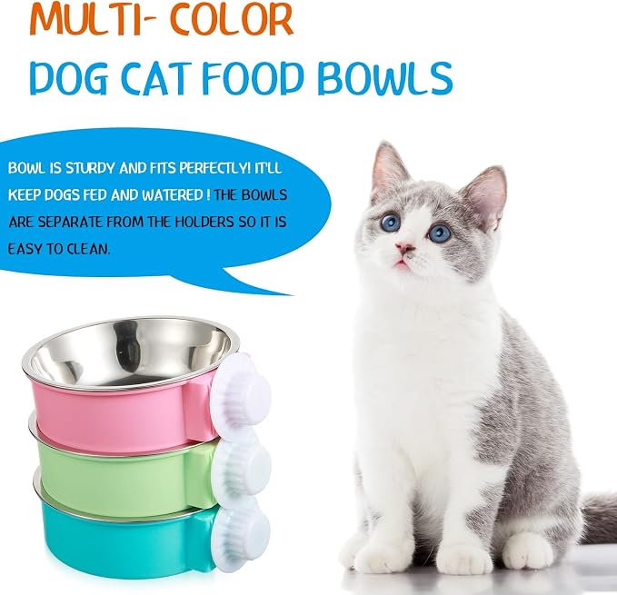 Mimorou 24 Pcs Crate Bowls Bulk Puppy Dog Bowls for Kennel Removable Stainless Steel Crate Water Bowl Kennel Hanging Food Feeders Coop Cup for Cat Puppy Rabbit Birds Ferret Guinea Pigs - Image 3