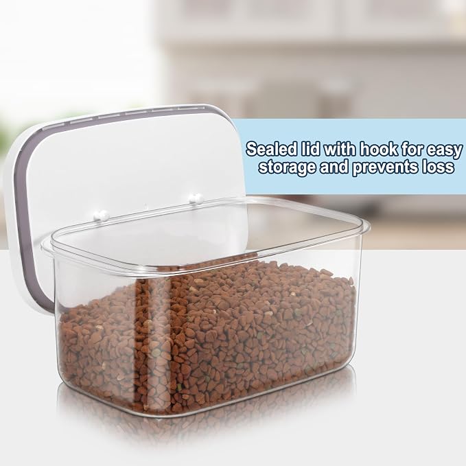 6 lbs Airtight Dog Cat Food Storage Container and Dog Treat Containers BPA-Free, PET Clear Stackable Pet Storage Bin, 1-Cup Scoop, 1-Sponge cleaning brush, Pop Top, With handle, Easy Mobility-Medium - Image 6