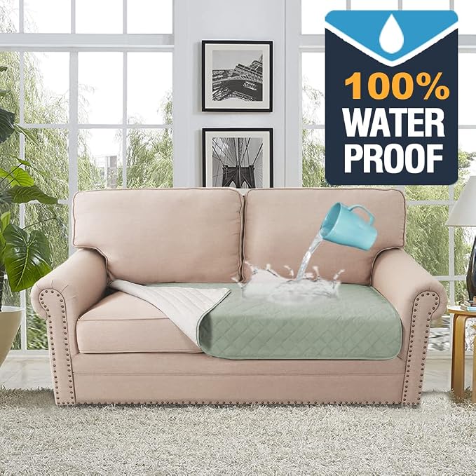 H.VERSAILTEX Couch Cover for Dogs Washable 100% Waterproof Sofa Cushion Cover Dog Bed Cover Non-Slip Pet Blanket for Sofa Cushion Protector, 35" x 62", Sage - Image 3