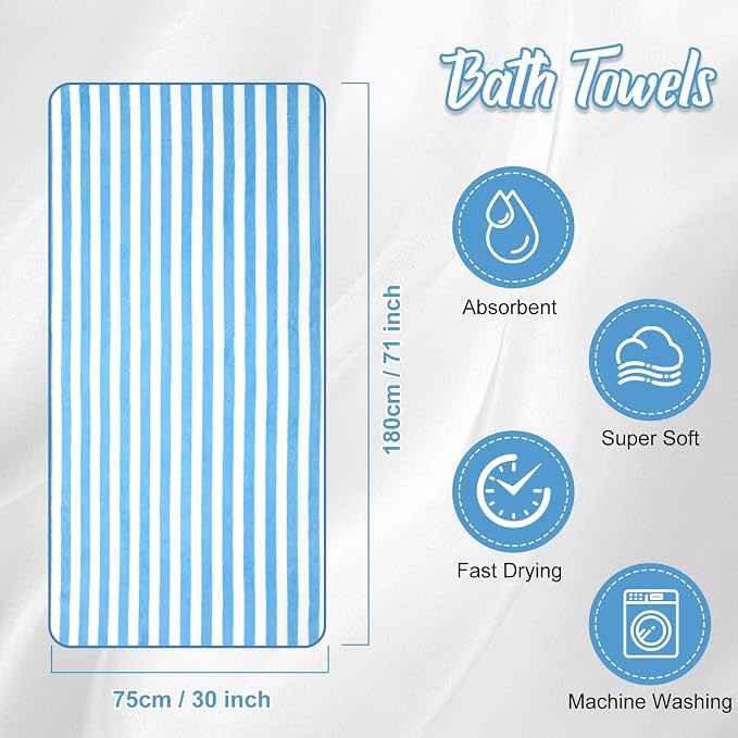 SmoothNovelty 12 Pack Microfiber Bath Towels Bulk 30'' x 70'' Oversized Beach Towel Extra Large Big Shower Body Sheet Highly Absorbent Soft Drying for Pool Bathroom Salon Hotel Party(Sky Blue) - Image 2