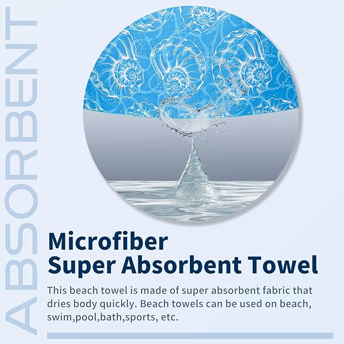 Microfiber Beach Towel Oversized 71x32 Blue Black with Bag 2 Pack | Thin Lightweight Sand Free Absorbent Quick Dry Compact Large for Adult Travel Camping Pool Swim Bath Cruise Essentials Gift - Image 6