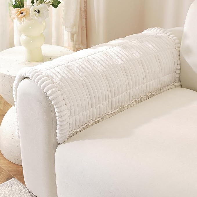 OstepDecor Couch Cover for Dogs, Washable Non Slip Sofa Cover for Pets, Soft Couch Covers for Sofa, Loveseat and Sectional, Furniture Protector Against Pet Hair & Scratches (20" x 24", White) by OstepDecor