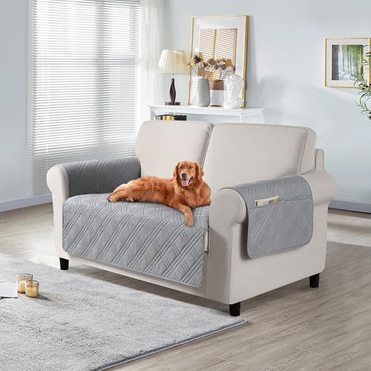 TAOCOCO Waterproof Loveseat Covers for Pets Dogs with Non Slip Backing, Sofa Seat Covers with Side Pocket for 2 Cushion Couch Washable Dog Couch Cover Protector Sofa Slipcovers(Loveseat, Light Gray) by TAOCOCO