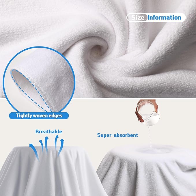 Mixweer 24 Piece White Microfiber Absorbent Towel Set: 2 Oversized Bath Sheets, 4 Bath Towels, 6 Hand, 8 Washcloths, 4 Fingertip for Bathroom Spa Gym Camping Beach - Image 3