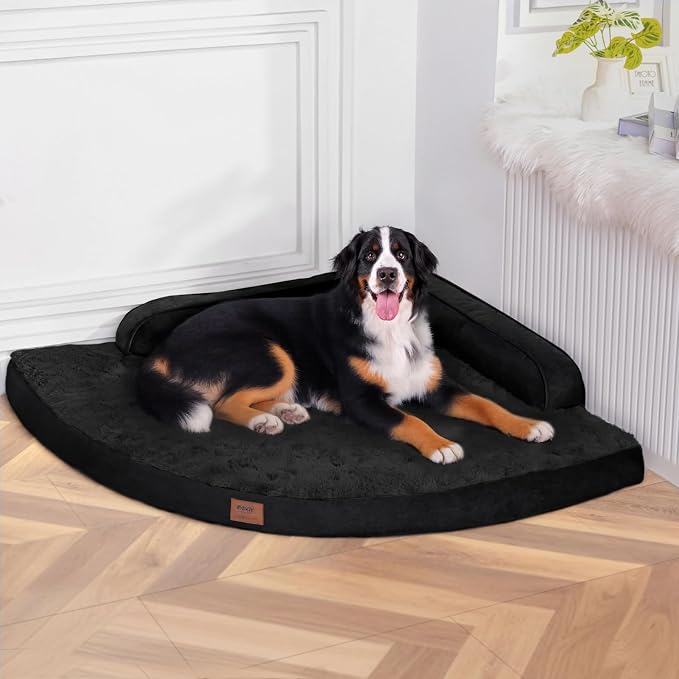 MEKIY Orthopedic Waterproof Dog Bed with Sides for Large Medium Dogs | Egg Crate Foam, Waterproof Liner, Anti-Slip Bottom, Space-Saving, Perfect for Corners and Sofa Edges, 35 x 35 Inch by Mekiy