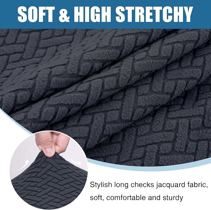 Smiry Waterproof Couch Cushion Covers, Non Slip Seat Cushion Covers | Stretch Jacquard Chaise Lounge Sofa Slipcover, Washable Elastic Furniture Protector for Pets, Back Cover M, Dark Grey - Image 7