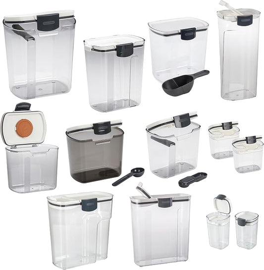 Progressive ProKeeper Baker's Airtight Kitchen Storage Canister Container Set for Flour, Sugar & More, Keeps Ingredients Fresh, with Accessories (Multicolor, 13- Piece) by ProgressiveInternational
